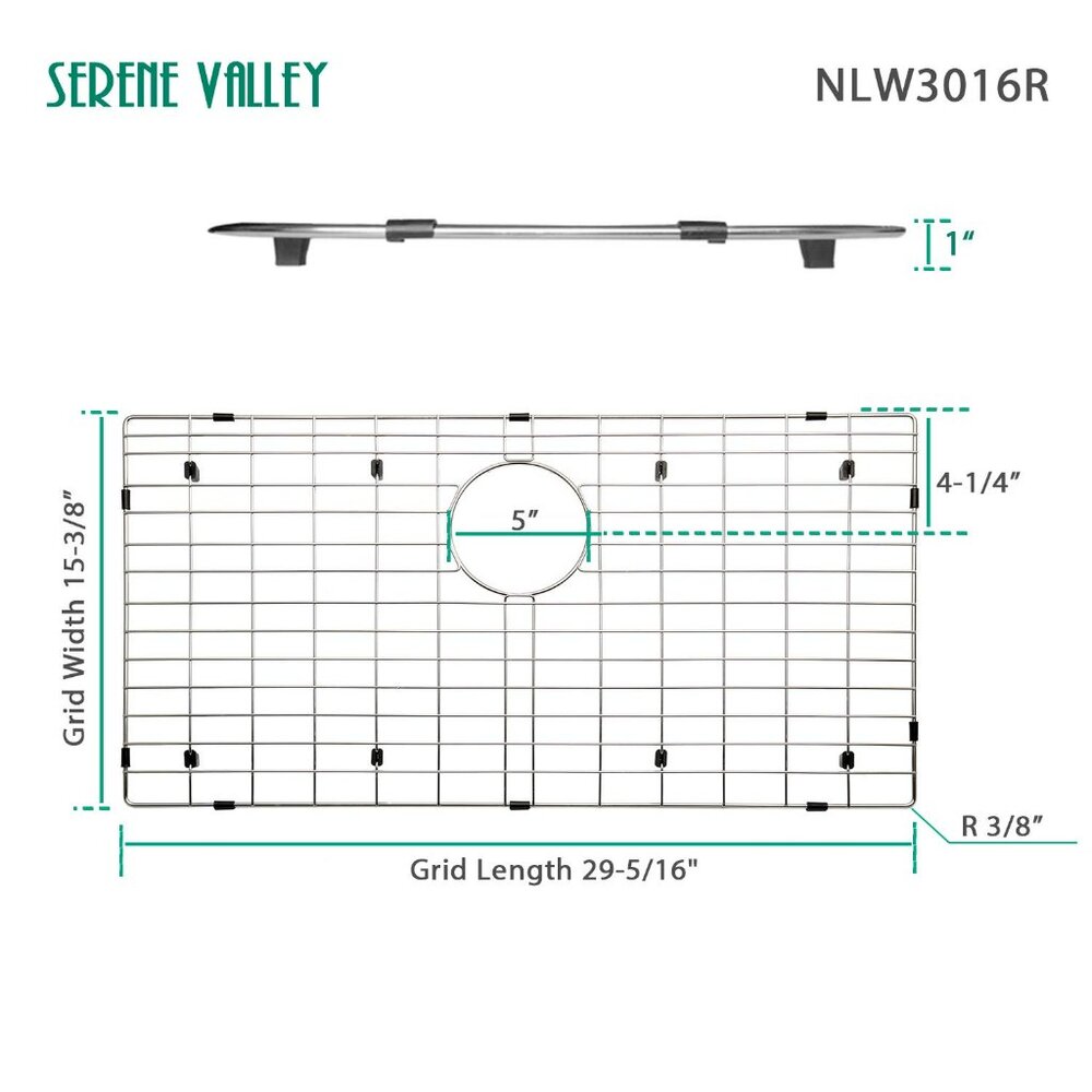 Share Serene Valley NLW3016R 29-1/2" X 15-1/2" Sink Protector Rear Drain Corner